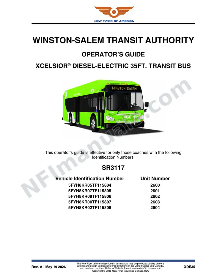 SR3117 Operator's Guide, Winston-Salem Transit Authority first-page preview