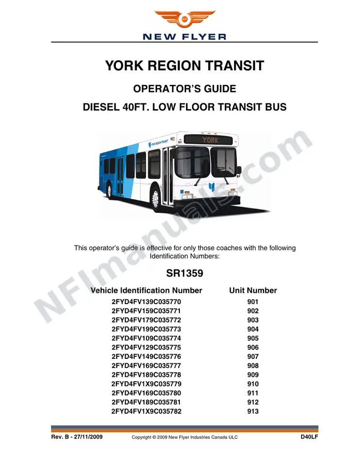 SR1359 Operator's Guide, York Region Transit first-page preview