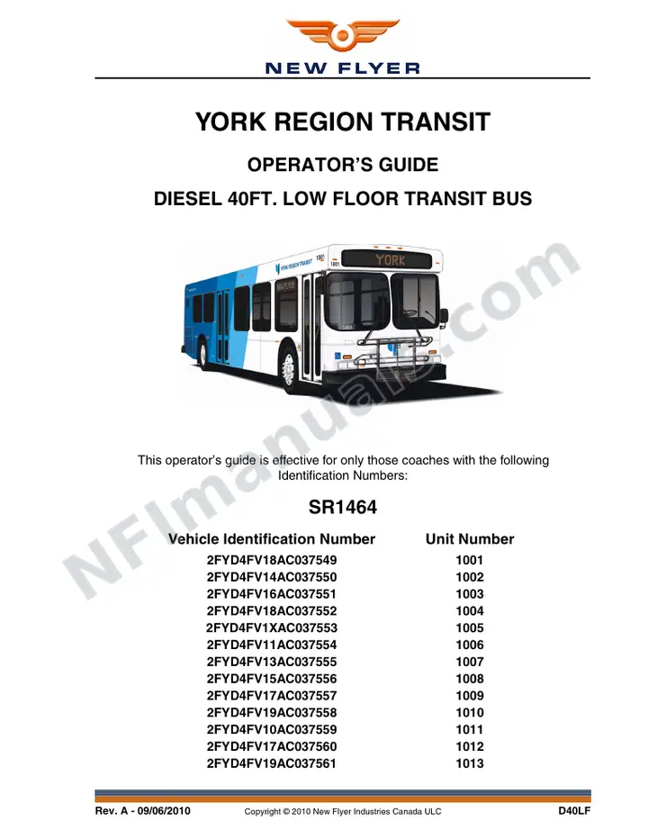 SR1464 Operator's Guide, York Region Transit first-page preview