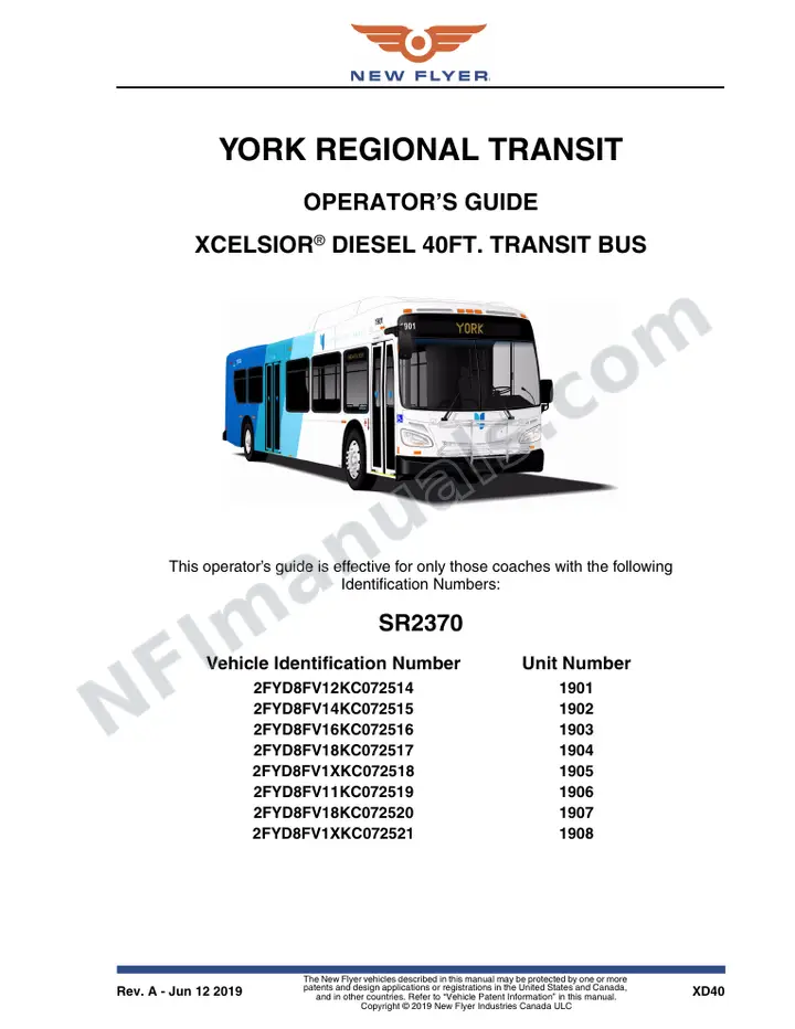 SR270 Operator's Guide, York Regional Transit first-page preview