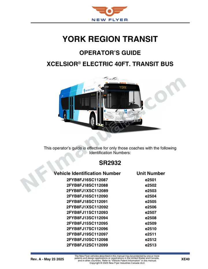 SR2932 Operator's Guide, York Region Transit first-page preview
