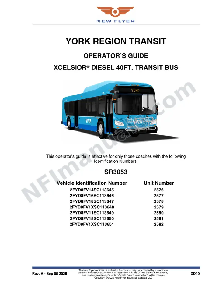 SR3053 Operator's Guide, York Region Transit first-page preview