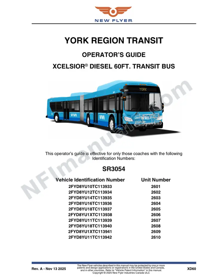 SR3054 Operator's Guide, York Region Transit first-page preview