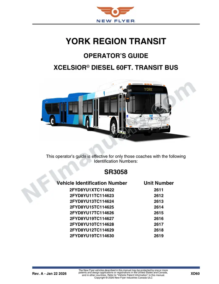 SR3058 Operator's Guide, York Region Transit first-page preview