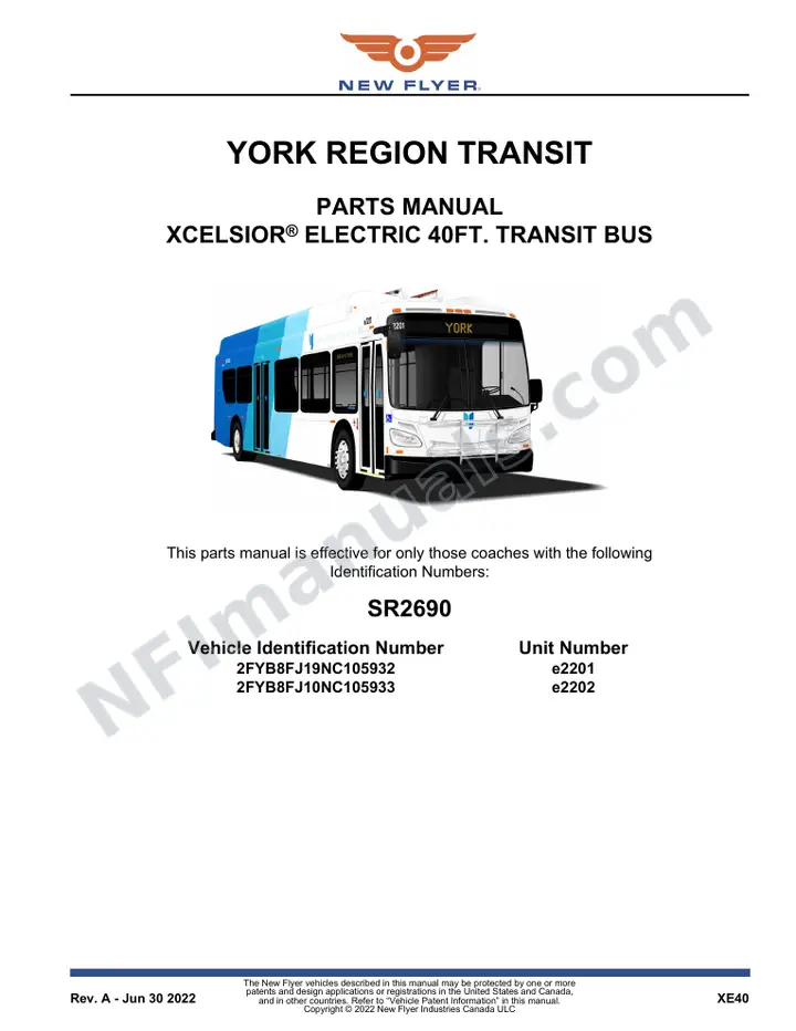 SR2690 Parts Manual, York Region Transit first-page preview