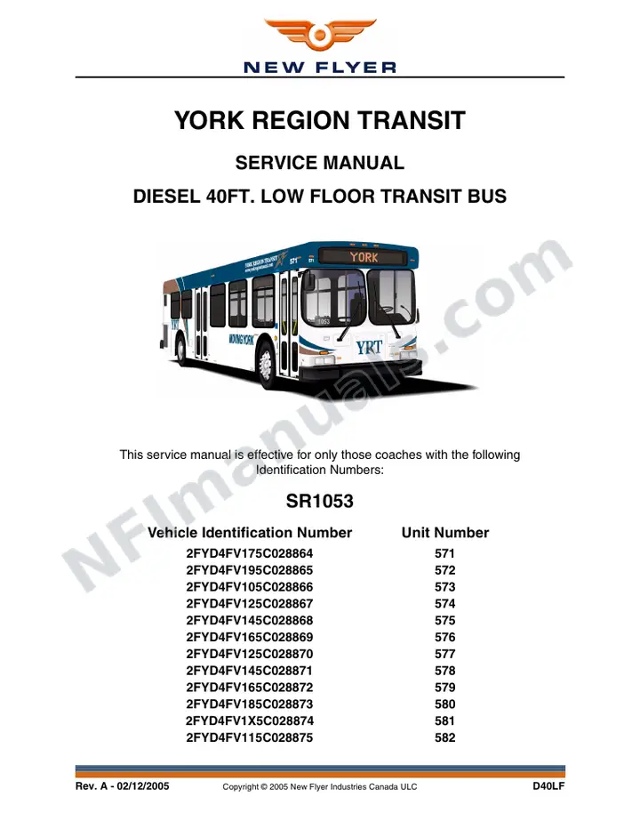 SR1053 Service Manual, York Region Transit first-page preview