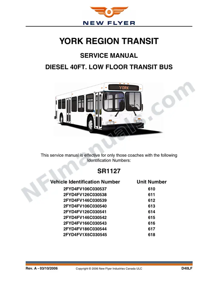 SR1127 Service Manual, York Region Transit first-page preview