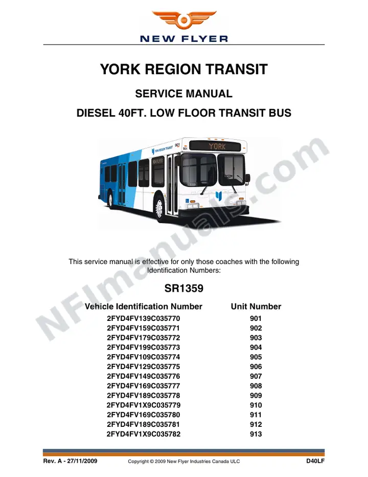 SR1359 Service Manual, York Region Transit first-page preview