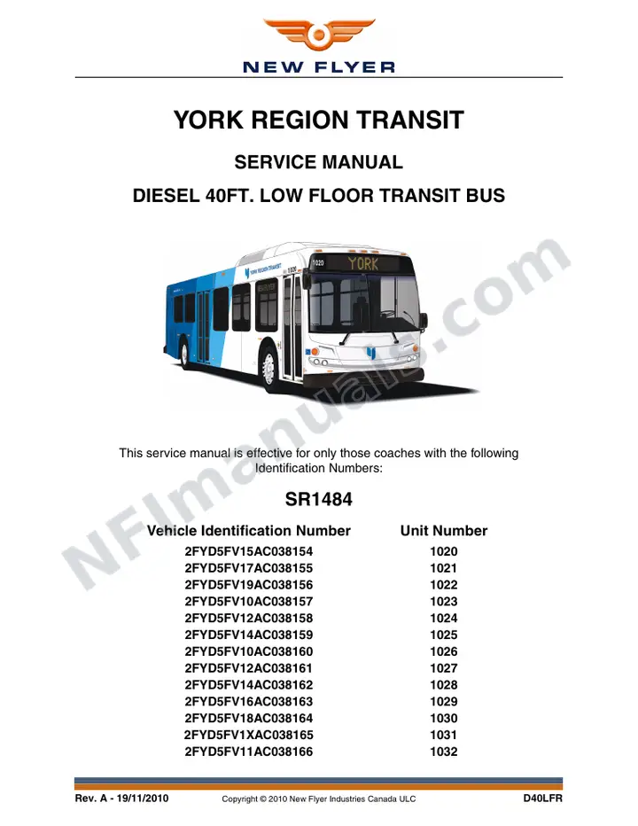 SR1484 Service Manual, York Region Transit first-page preview