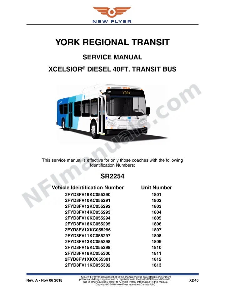 SR2254 Service Manual, York Regional Transit first-page preview