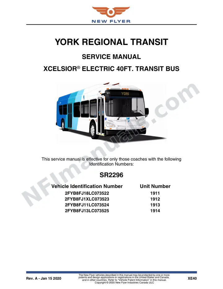 SR2296 Service Manual, York Regional Transit first-page preview