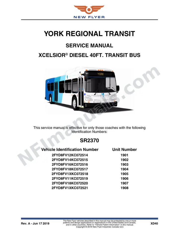 SR2370 Service Manual, York Regional Transit first-page preview