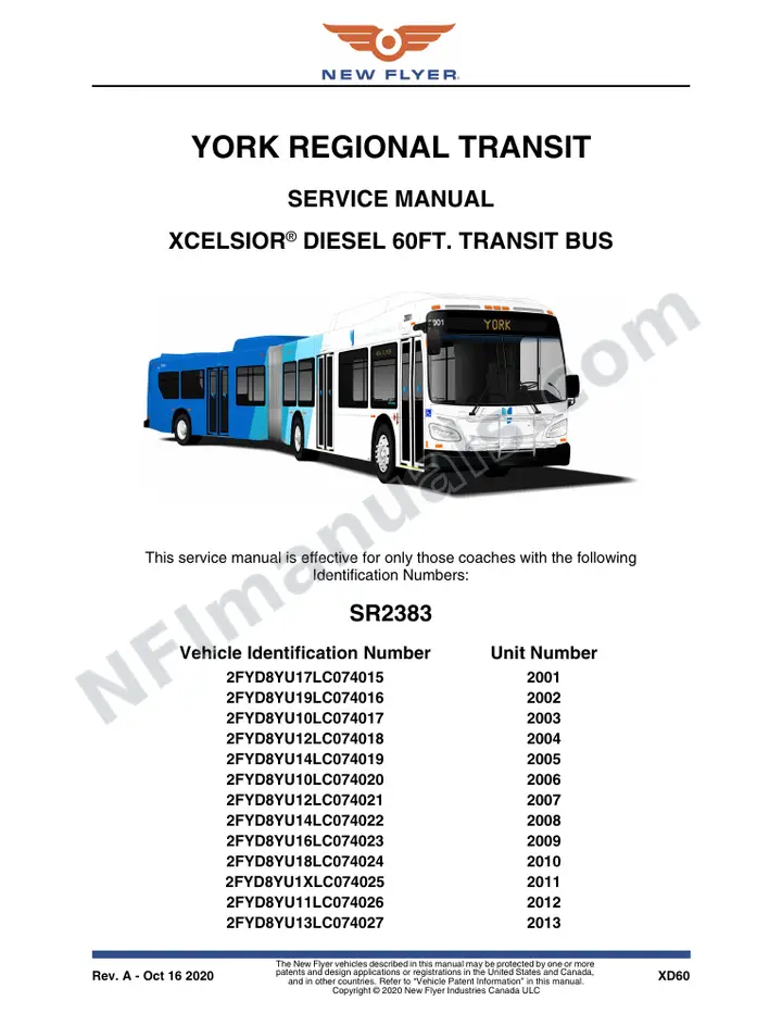 SR2383 Service Manual, York Regional Transit first-page preview