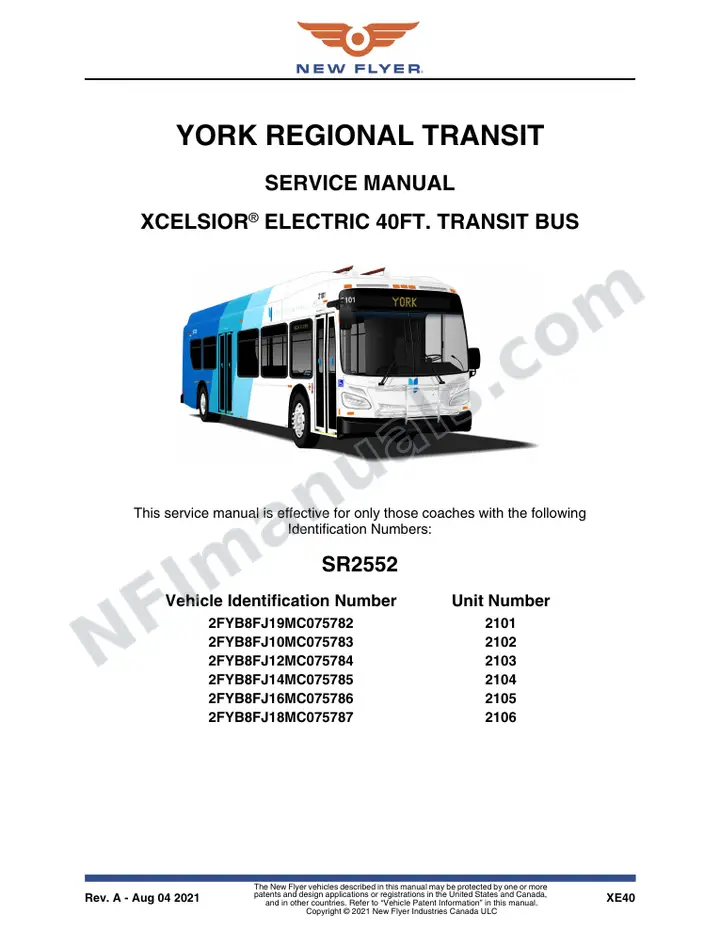 SR2552 Service Manual, York Regional Transit first-page preview