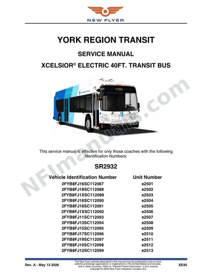 SR2932 Service Manual, York Region Transit first-page preview