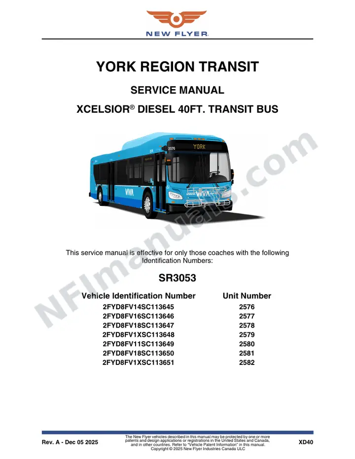 SR3053 Service Manual, York Region Transit first-page preview