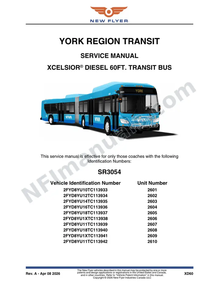 SR3054 Service Manual, York Region Transit first-page preview