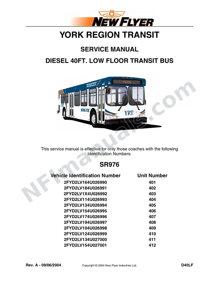 SR976 Service Manual, York Region Transit first-page preview