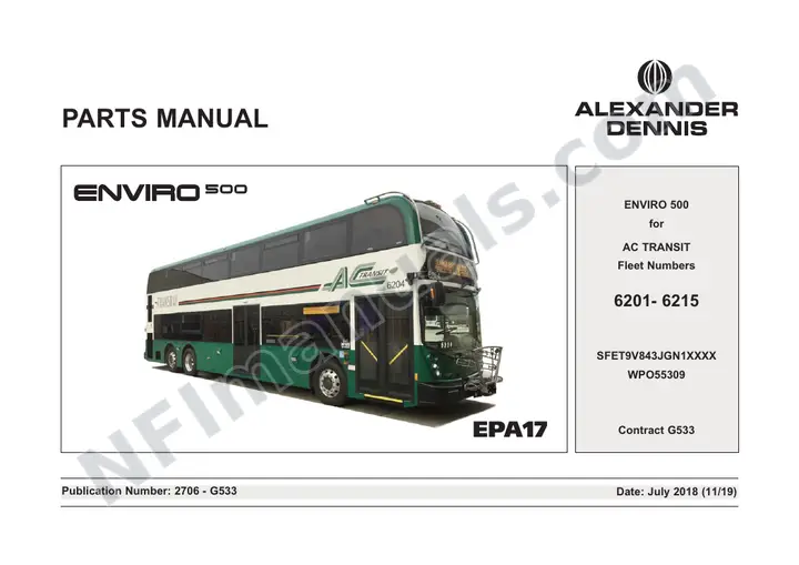 AC Transit, 2706/G533 Chassis & Body Parts Manual first-page preview