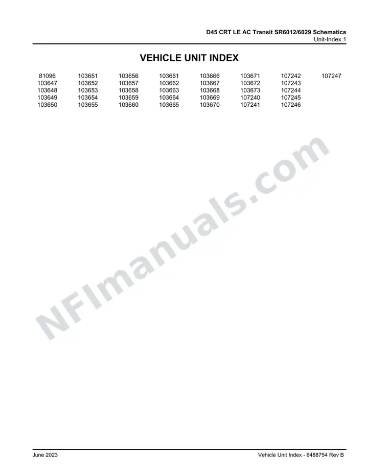 D45 CRT LE AC Transit SR6012/6029 Schematics, 2023 for Units 103647-103673, 107240-107247, 81096 first-page preview