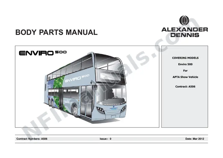 APTA Show Vehicle, A506 Body Parts Manual first-page preview
