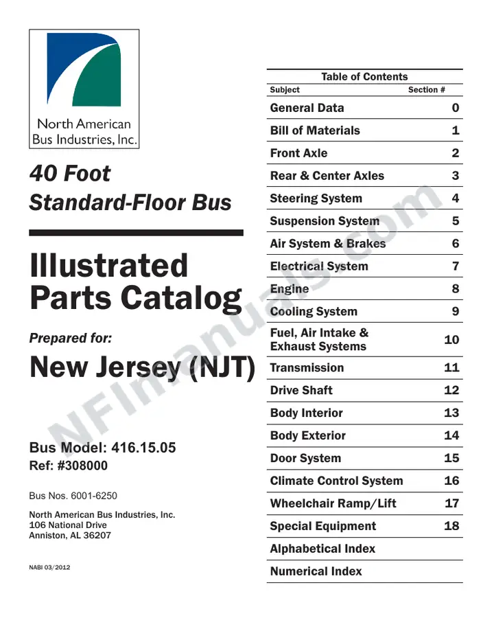 SR9256 (308000) Parts Manual, New Jersey Transit first-page preview