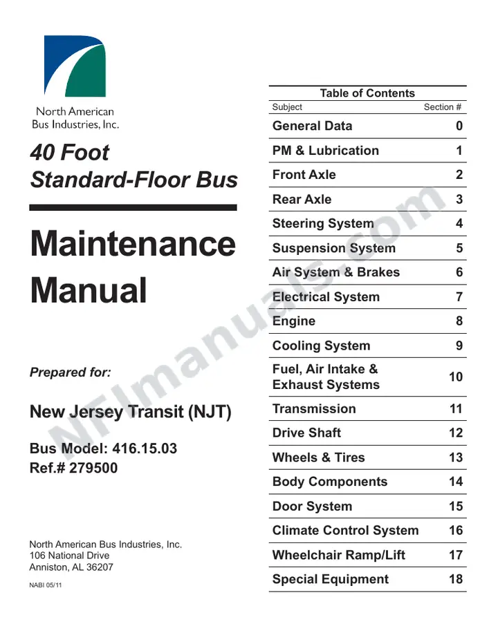 SR9227 (279500) Service Manual, New Jersey Transit first-page preview