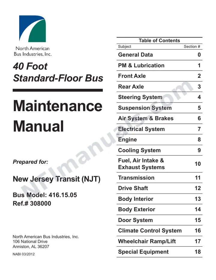 SR9256 (308000) Service Manual, New Jersey Transit first-page preview