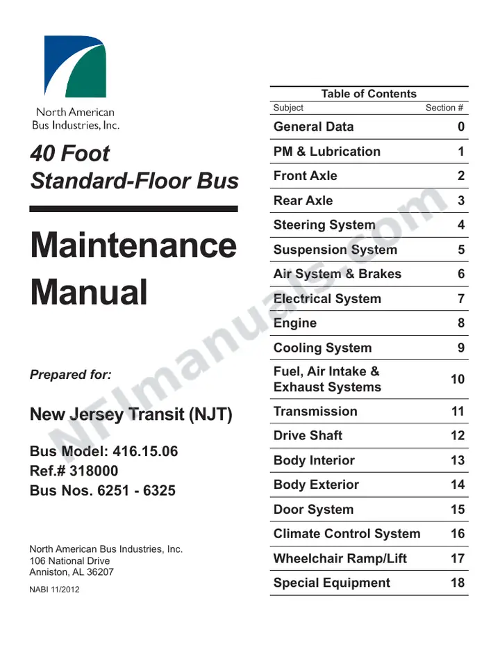 SR9267 (318000) Service Manual, New Jersey Transit first-page preview