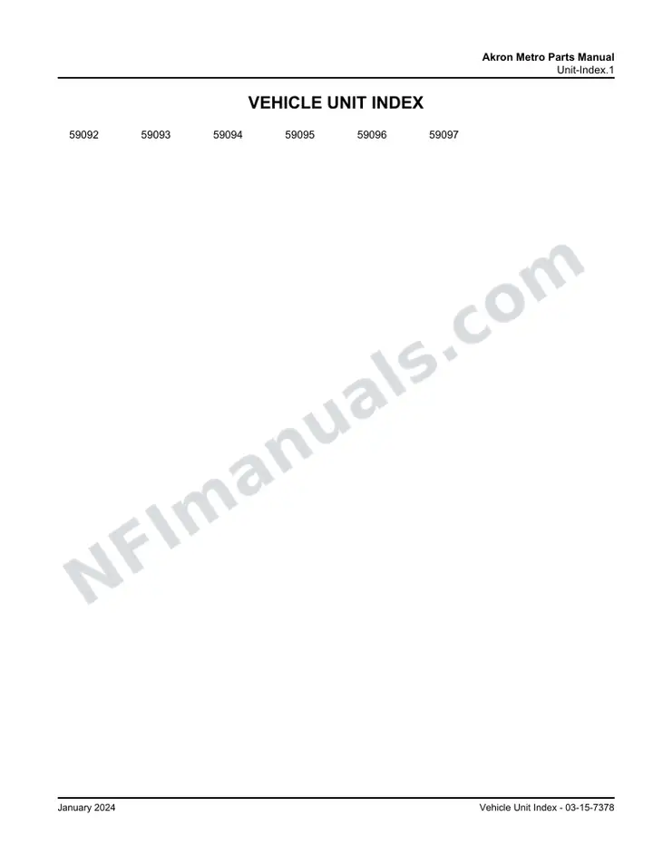 D4500 Akron Metro Parts Manual 03 15 7378, Effective with VIN Units 59092 59097 first-page preview