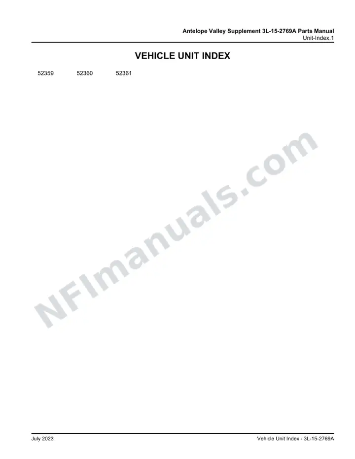 102DL3 Antelope Valley Supplement 3L-15-2769A Parts Manual, 1999 for Units 52359-52361 first-page preview