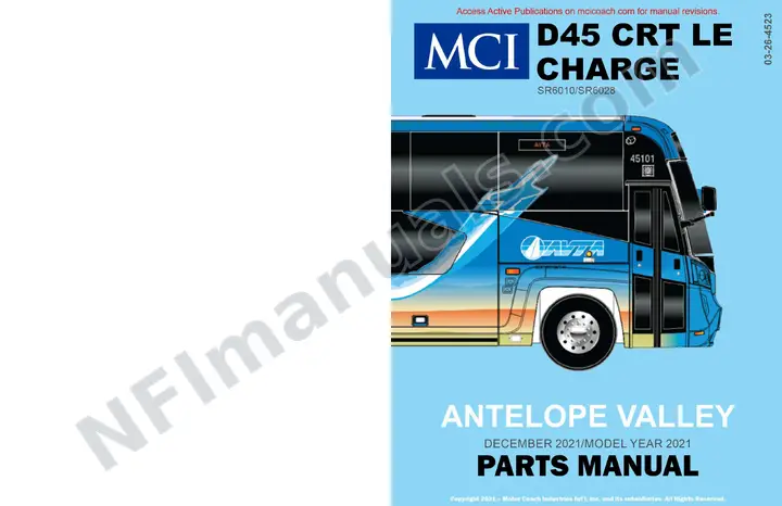D45 CRT LE CHARGE D45 CRT LE CHARGE Antelope Valley, SR6010/SR6028 Parts Manual, 2021 for Units 81109, 81118, 81121, 81124, 81127, 82574-82592 first-page preview