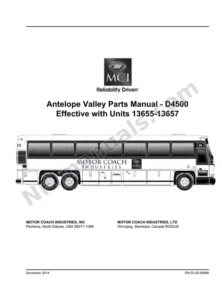 D4500 Antelope Valley Parts Manual 03 26 0699, Effective with VIN Units 13655 13657 first-page preview