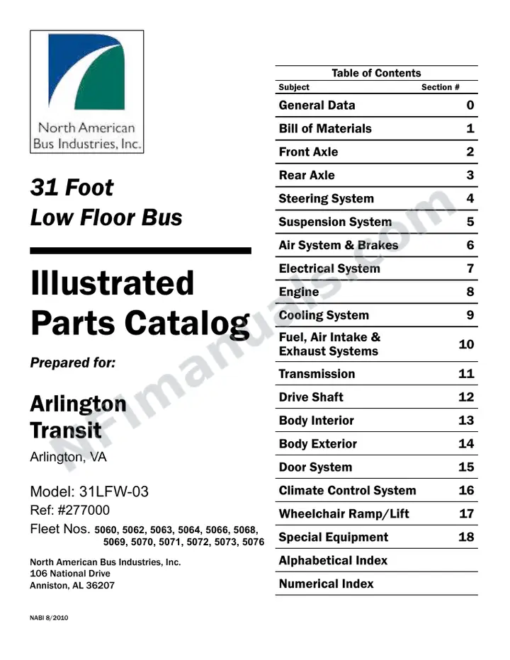 SR9225 (277000) Parts Manual, Arlington first-page preview