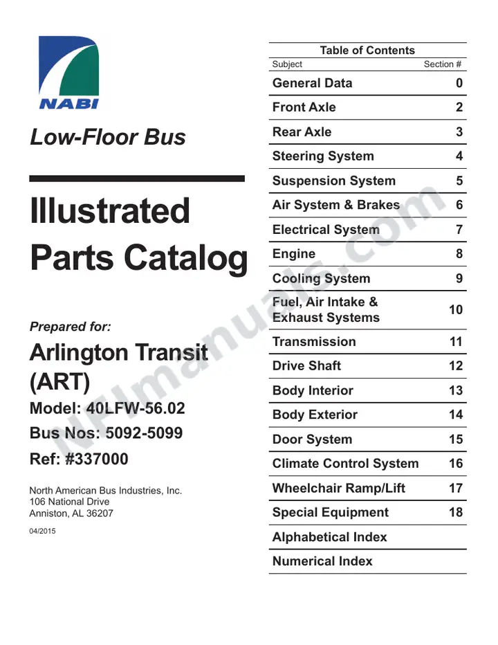 SR9289 (337000) Parts Manual, Arlington first-page preview