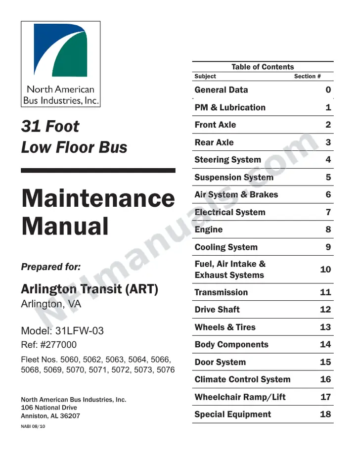 SR9225 (277000) Service Manual, Arlington Transit first-page preview