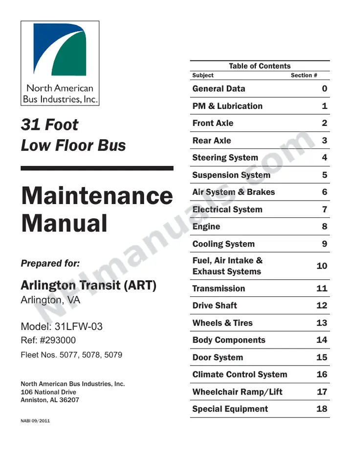 SR9240 (293000) Service Manual, Arlington Transit first-page preview