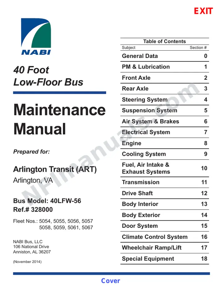 SR9281 (328000) Service Manual, Arlington Transit first-page preview