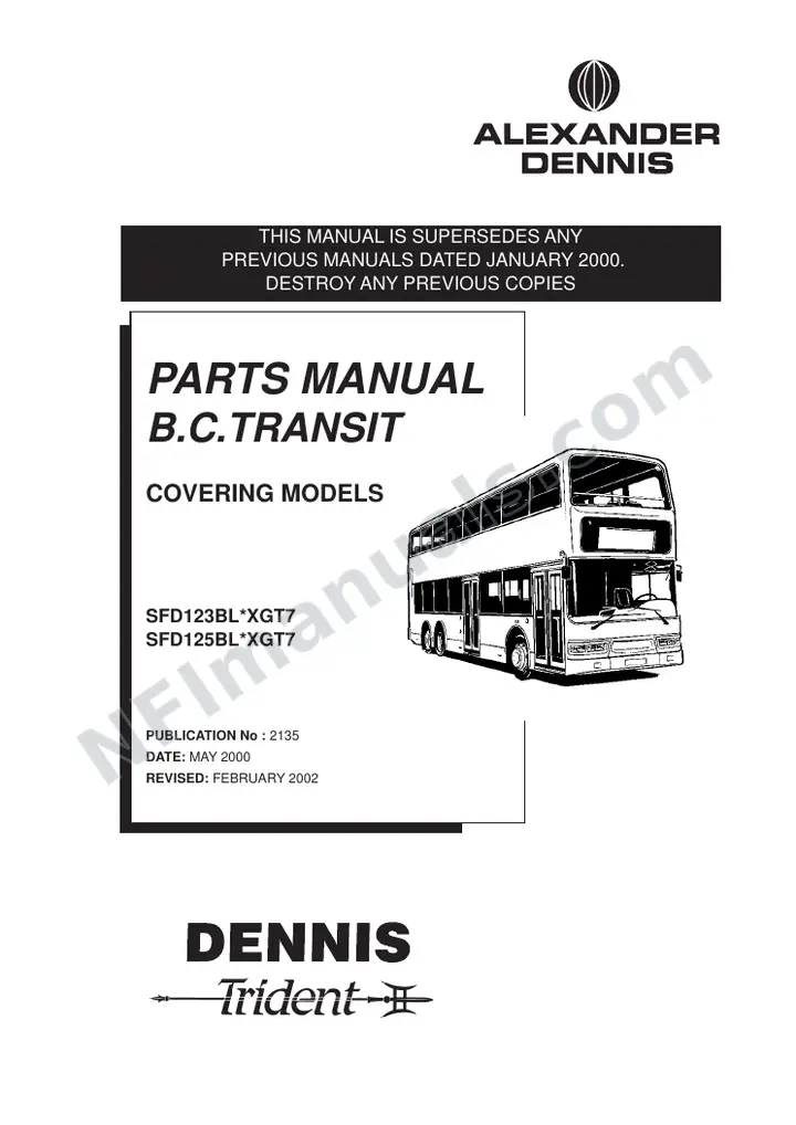 BC Transit, 2135 Chassis Parts Manual first-page preview