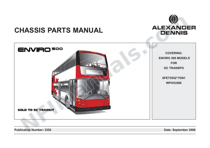 BC Transit, 2352 Chassis Parts Manual first-page preview
