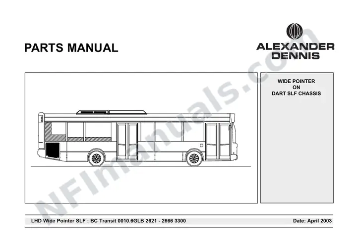 BC Transit, 2621-2666 Body Parts Manual first-page preview
