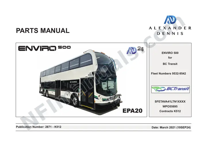 BC Transit 2871-K512 chassis/body parts manual first-page preview