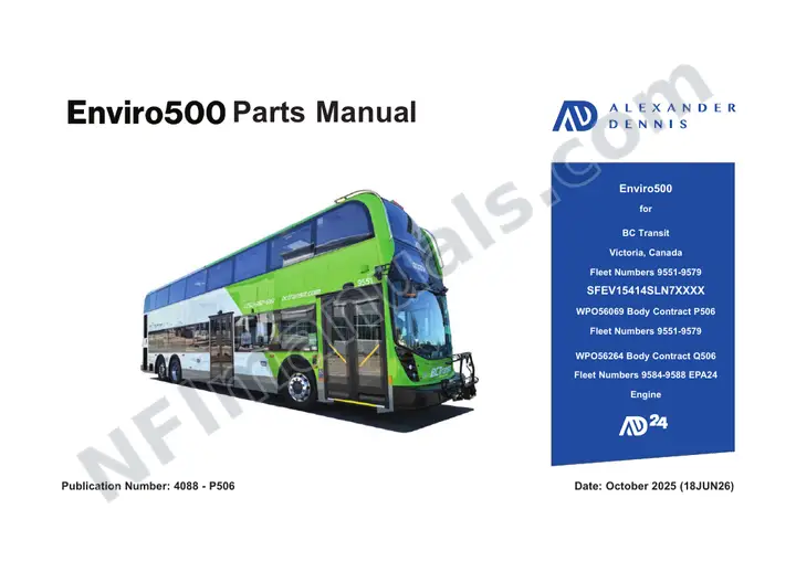 4088-P506 Enviro500 Parts - BC Transit first-page preview