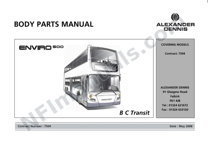 BC Transit, 7504 Body Parts Manual first-page preview
