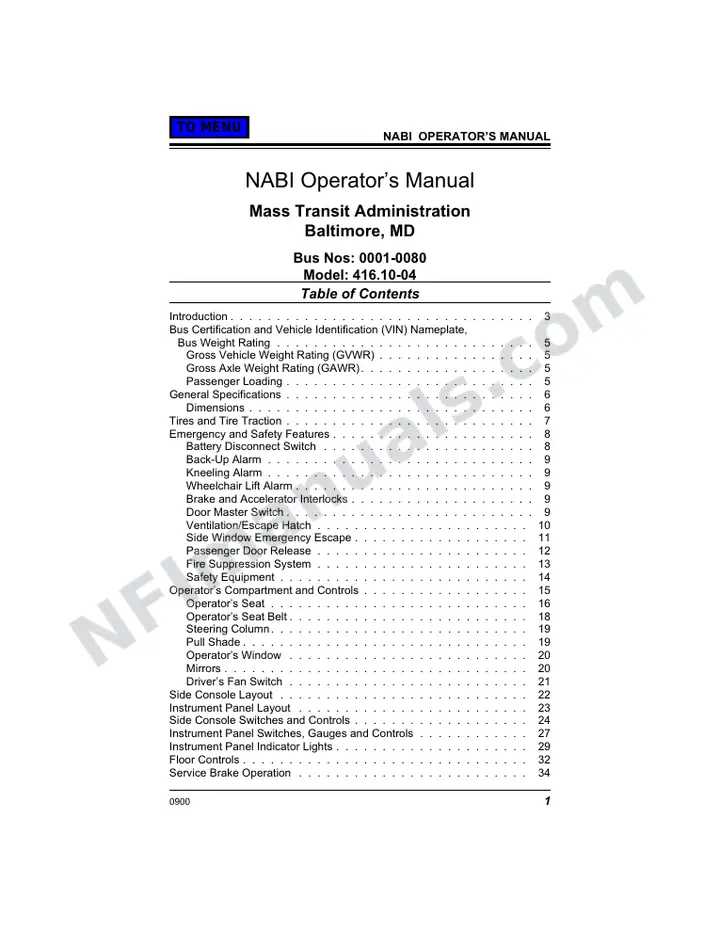 SR9036 (47000) Operator’s Manual, Baltimore MTA first-page preview