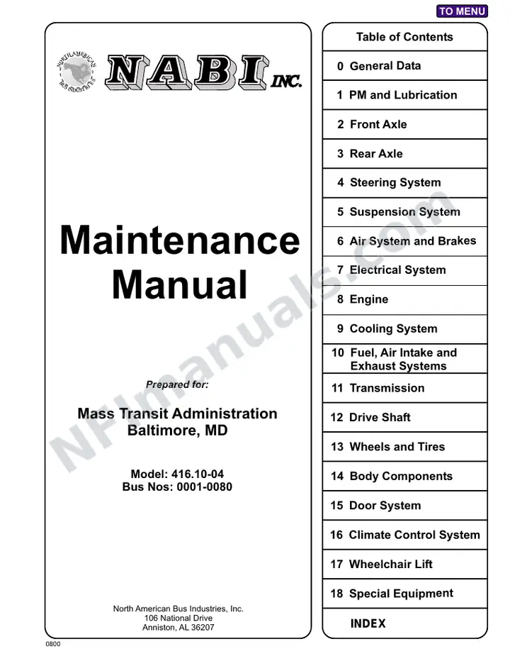 SR9036 (47000) Service Manual, Baltimore MTA first-page preview