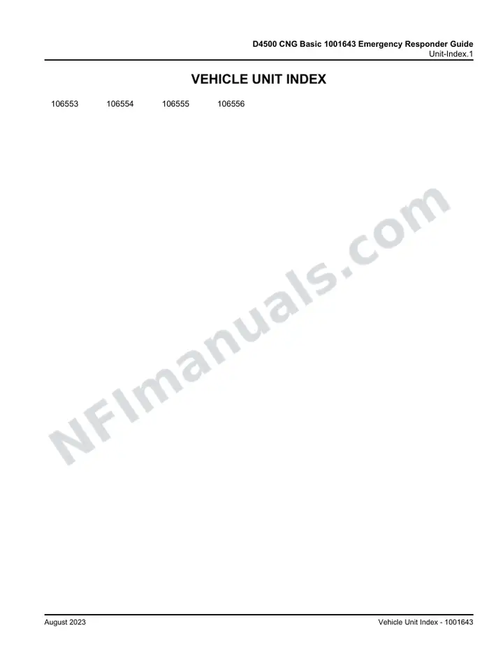 D4500 CNG Basic 1001643 Emergency Responder Guide, 2022 for Units 106553-1065536 first-page preview