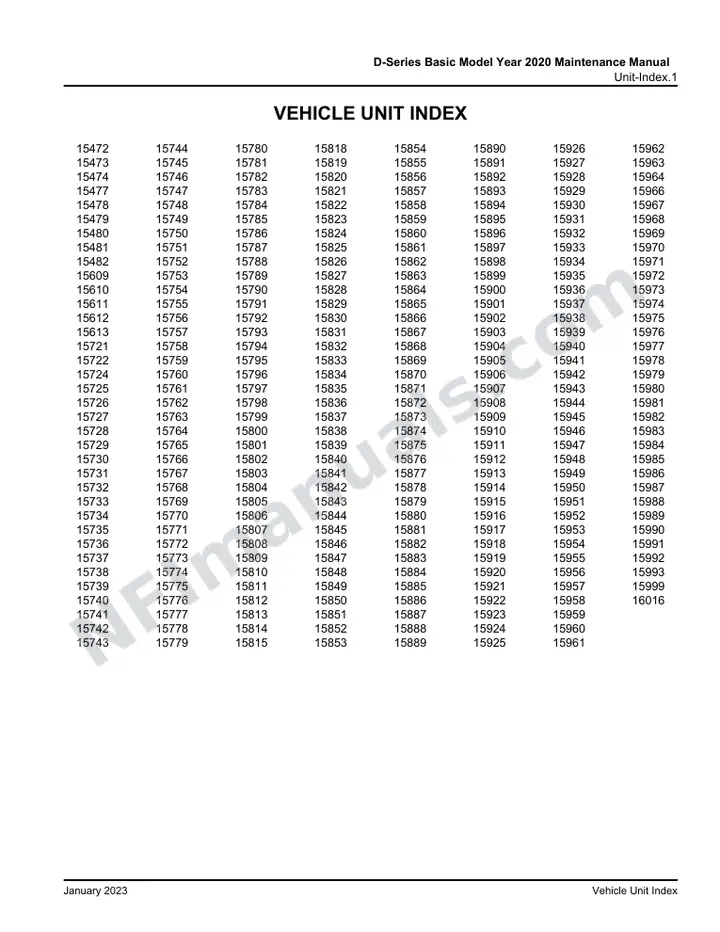 D-Series Basic Model Year 2020 Maintenance Manual, 2020 for Units 15472-15474,15477-15482,15609-15613,15721-15722,15724-15815,15818-15964,15966-15993,15999,16016 first-page preview