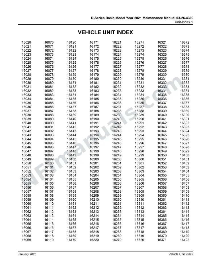 D-Series Basic Model Year 2021 Maintenance Manual, 2021 for Units 16020-16127,16129-16323,16325-16420,16422 first-page preview