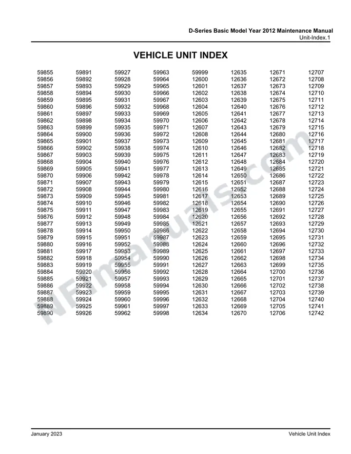 3L-15-925S D-Series Basic Model Year 2012 Maintenance Manual, 2012 for Units 12600-12742,59855-59999 first-page preview